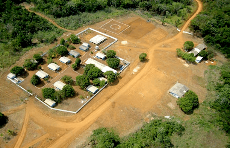 Aerial view of cleared land and camp infrastructure at the Belo Sun Mining Volta Grande project.