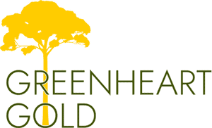 Greenheart Gold corporate logo featuring a yellow tree icon beside thin olive-green text.