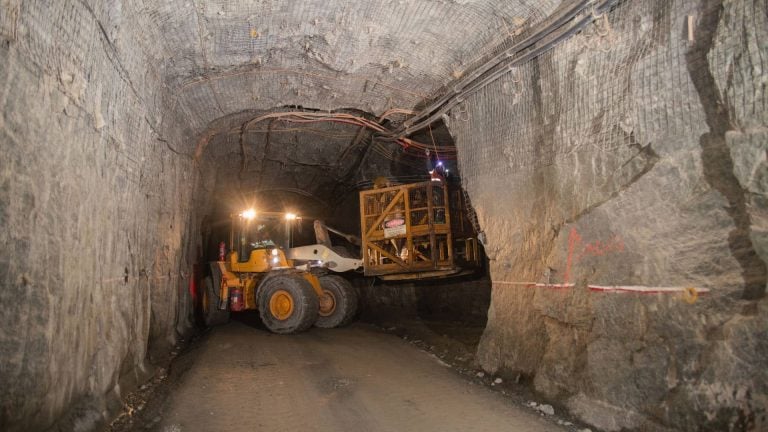Heavy machinery operating inside the Wona underground gold mine tunnel at Endeavour Mining's Mana asset in Burkina Faso.