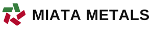 Miata Metals logo with abstract green and red shapes